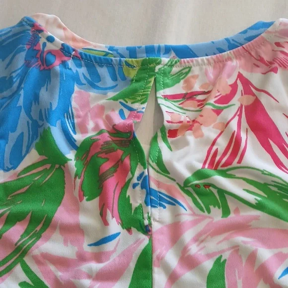 Chaus Women's Tropical Floral Tank Top - Pink, Green, Blue - Picture 4 of 7